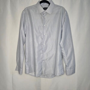 Men's Nicole Miller Casual Button Down Shirt L White Blue
